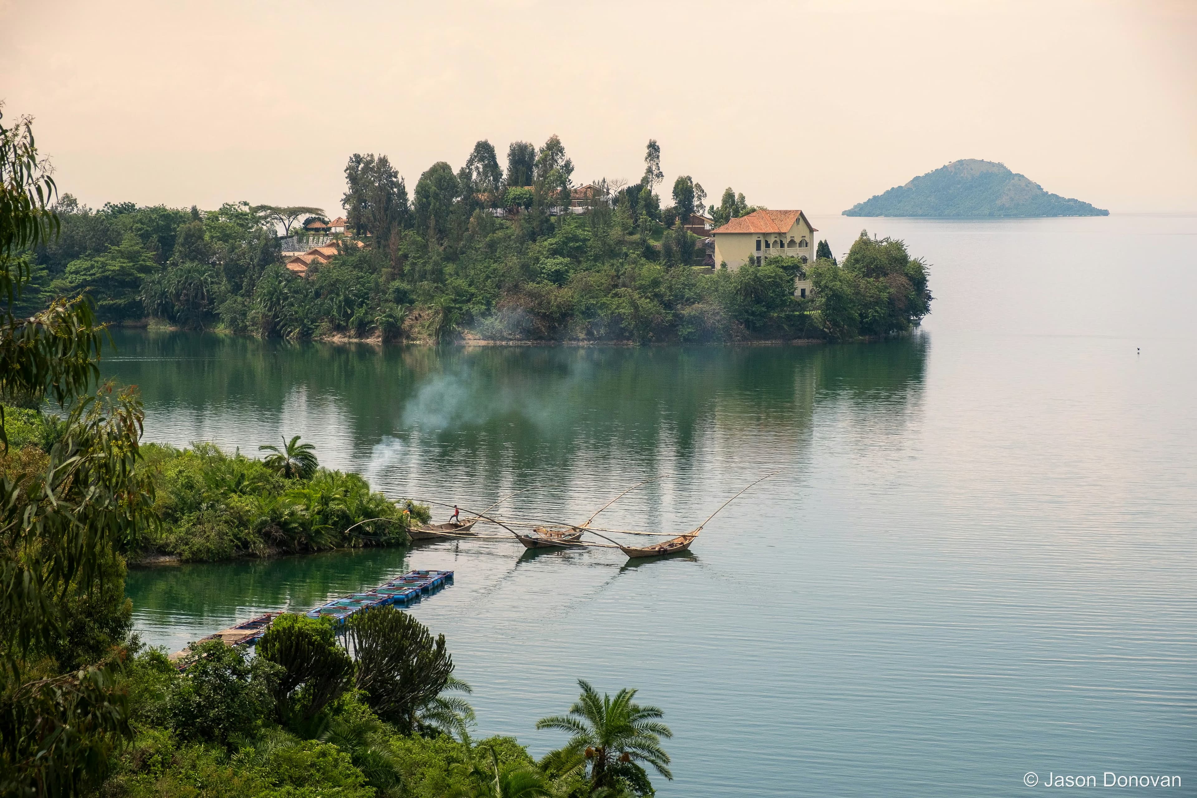 Boats infront of Hotel Bethany Rwanda photography by Jason Donovan