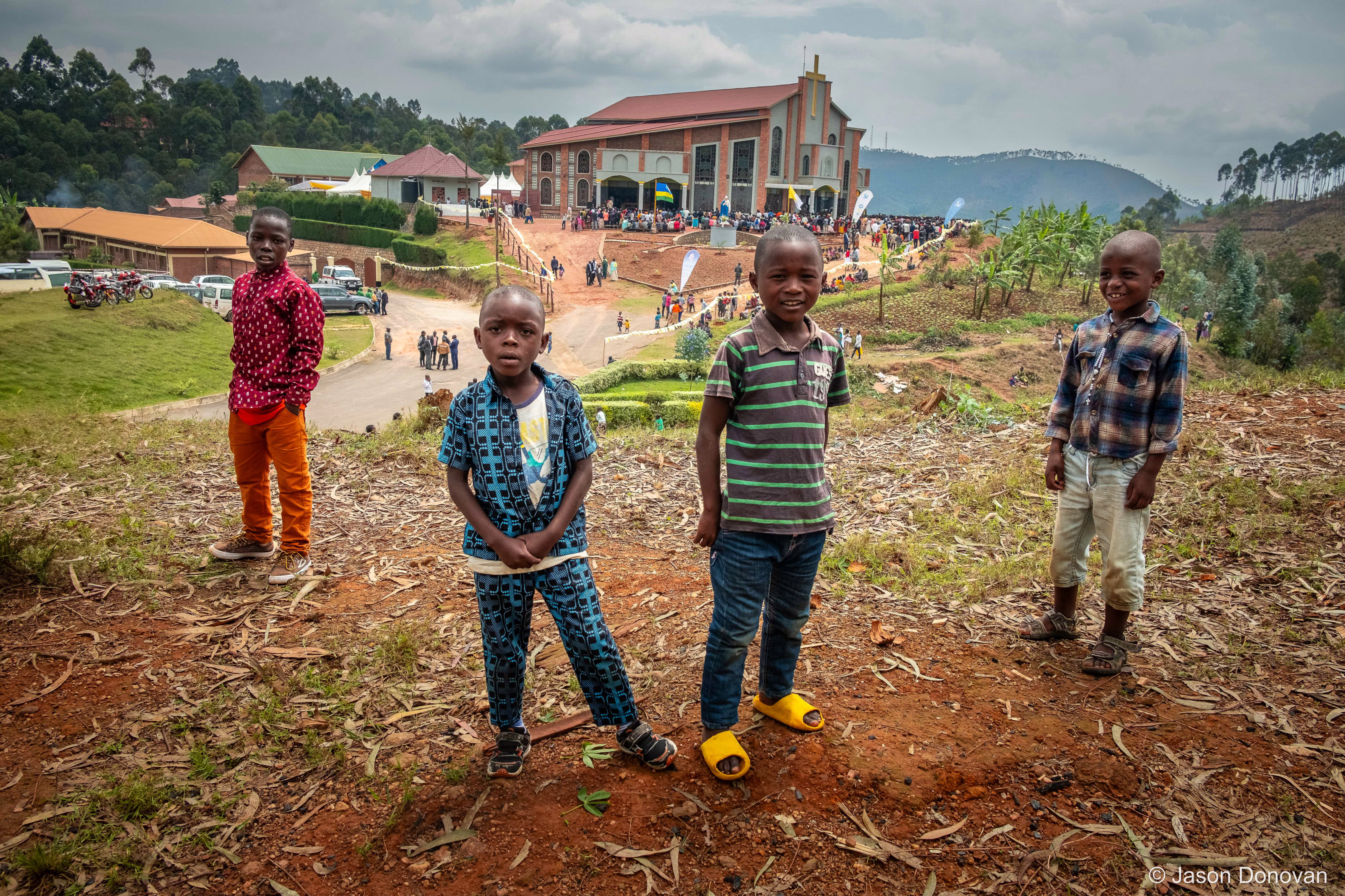 Children outside Church Rwanda photography by Jason Donovan