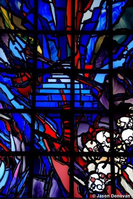 Stained glass window at memorial church Rwanda